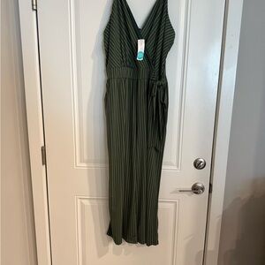 Kaileigh Green Striped Jumpsuit NWT